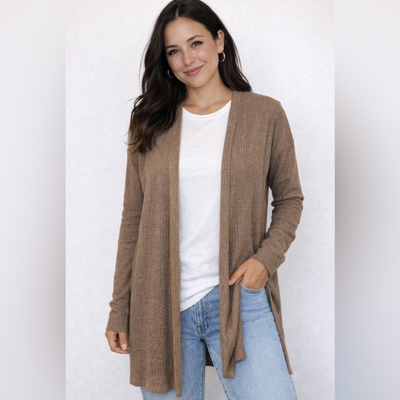 See You Monday Sweaters - See You Monday Women's Brown Open Front Cardigan